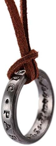 MBVBN unissex Uncharted 4 Nathan Drake Colar de pendente de anel com corrente de couro marrom ajustável