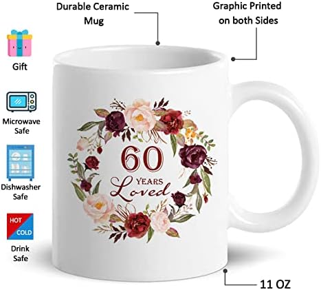 Presentes de aniversário de 60 anos para mulheres, caneca de café de presente de 60 anos, canecas de