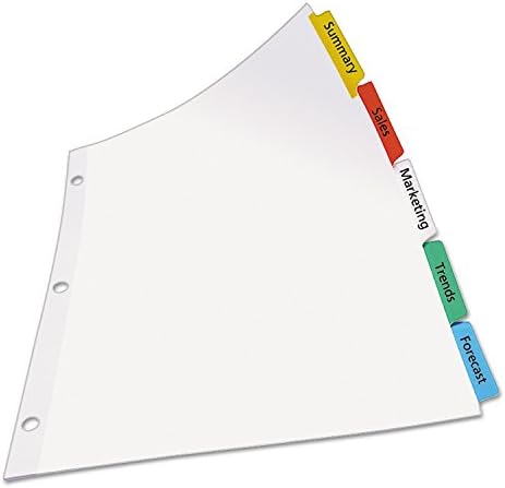 Avery 11406 Index Maker Print & Aplicar divisores de etiqueta clara com abas de cores, 5-TAB, letra