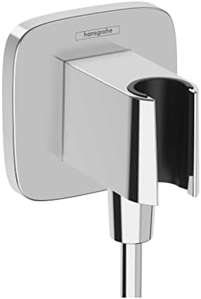 Hansgrohe Handheld Shower Wall Outlet de 1/2 polegada conexão no cromo preto escovado, 26888341