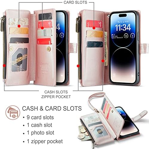 Caixa de carteira flipalm para iPhone 14 Pro Max Flip Case, compatível com o carregador MagSafe, o