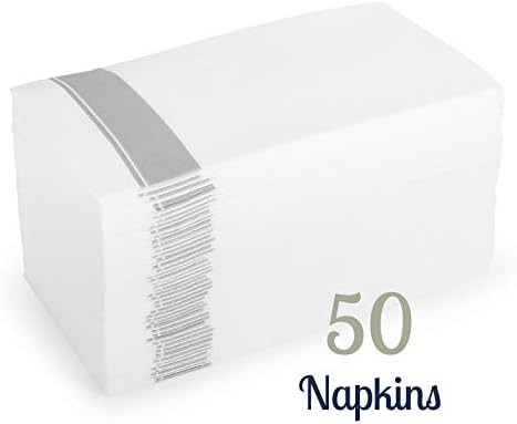 [50 contagem] Pano Sinta as toalhas de hóspedes jantares de jantar com design de prata descartável,