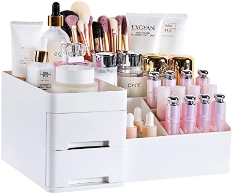 Organizador de maquiagem, caixa de armazenamento de mesa de cosméticos com gavetas organizadores de cuidados com