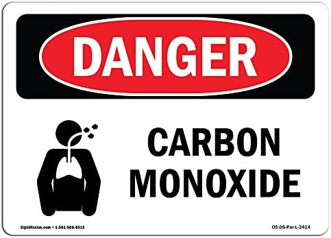 Sinal de perigo da OSHA - monóxido de carbono | Decalque | Proteja sua empresa, canteiro de obras, armazém e