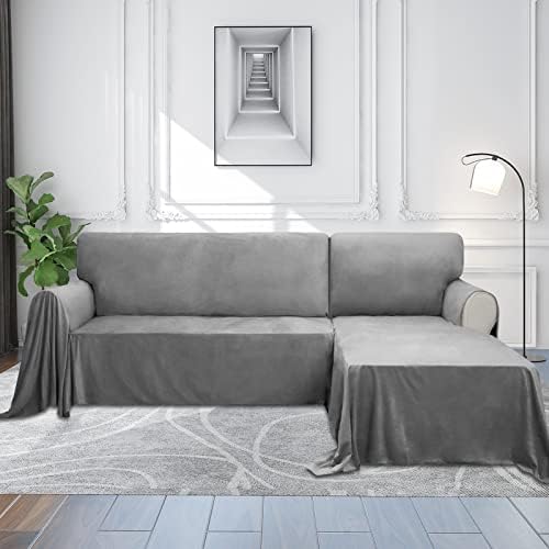 Capas de sofá seccionais de veludo de luxo fácil para sala de estar, capa de sofá para sofá em forma