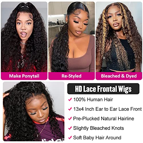 Iris Queen 13x4 Lace Frente Human Wigs Deep Wave Deep Virgin Lace Virgin Lace Frontal Wigs Para Mulheres Negras