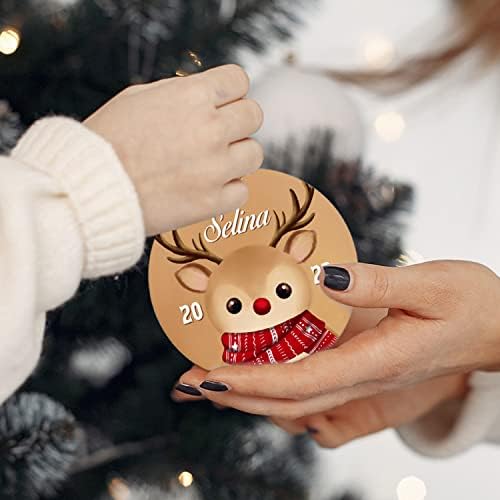 Nome do bebê de rena personalizada Ornamento de Natal Xmas 2023, Presente de ornamentos de natal de