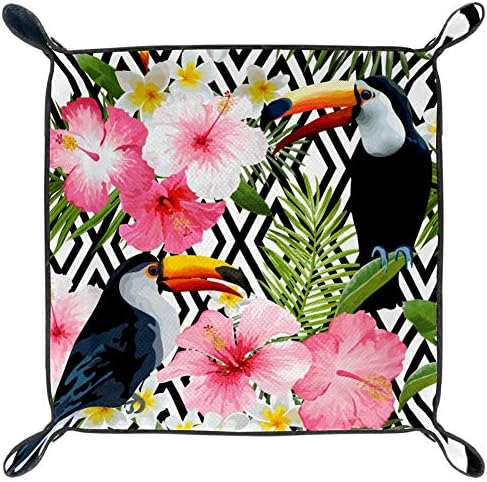 AISSO Tropical Flor Flor Bird Leather Bandey Organizador para carteiras, relógios, chaves, moedas,
