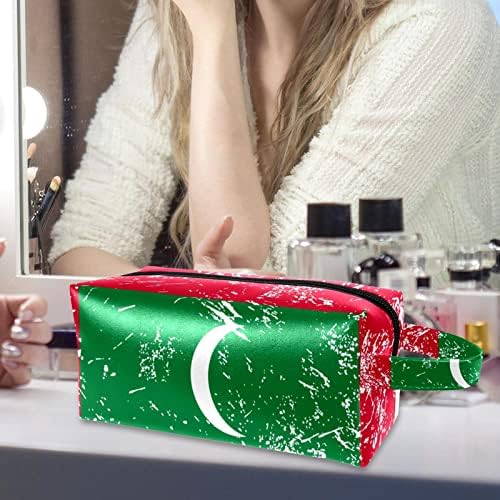 Bolsa de maquiagem, bolsa de cosméticos, organizador de bolsa de maquiagem à prova d'água, bandeira verde