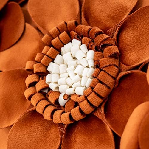 ALERFA 3D FLOR FLOR Handmade Tampa de travesseiro Decorativo Cobertismo de almofada de veludo laranja com zíper