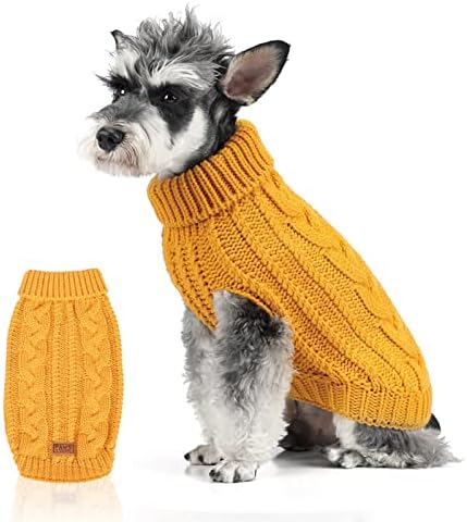 Camisinho de cachorro Turtleneck a cabo malha de malha quente suéter de estimação para o outono