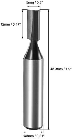 UXCELL 5mm DIA 8mm Baixa de limpeza do fundo da haste de haste, 2 flautas cortador de gorjeta não revestida