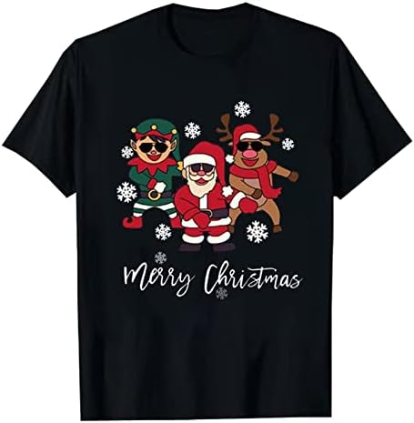 Camiseta para homens Camisas de manga curta Impressão de Natal engraçada Tops de blusa de pulverização