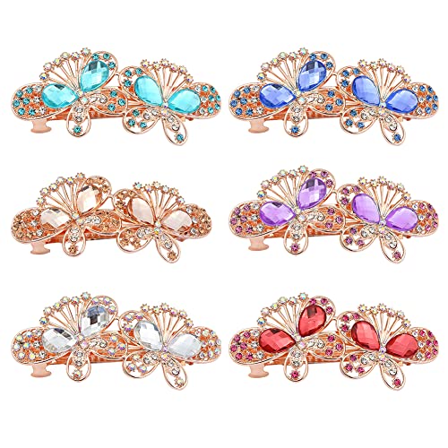Cristal de jóias de borboleta feminino Glitter Glitter Glitter Spark Metal Pearl Snap CLIPS Hairpins