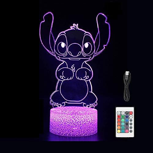 Liyinrong fofo kawaii costura lilo e costura anime caractere 3d ilusão óptica led de decoração lâmpada de