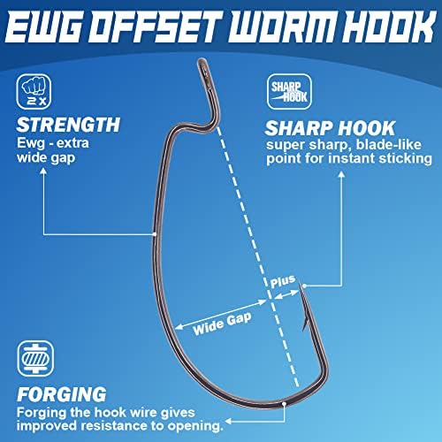 Offset-worm hooks-for-bass-pishing-borracha-worms-owg-gap-gap-bass-hances de água doce Texas Rig ganchs ganchos