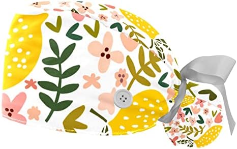 2pcs Mulheres Capinho de trabalho ajustável com botão Button Floral Flor Flower Pintura de pintura de rabo