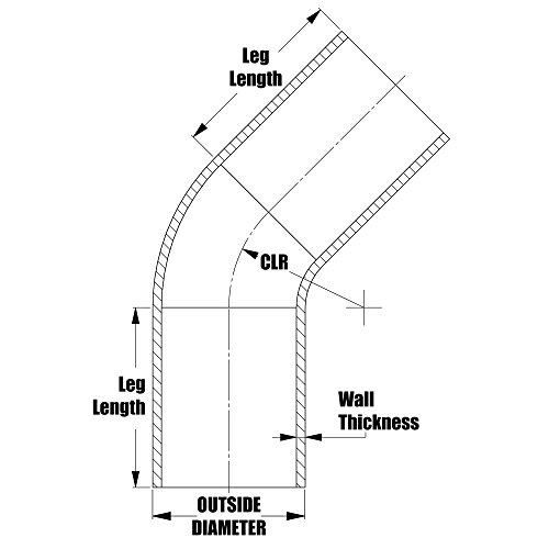 HPS 1-7/8 OD, 45 graus Tubos de cotovelo de alumínio Bend, comprimento da perna de 6 de cada lado, 2 1/4 CLR,