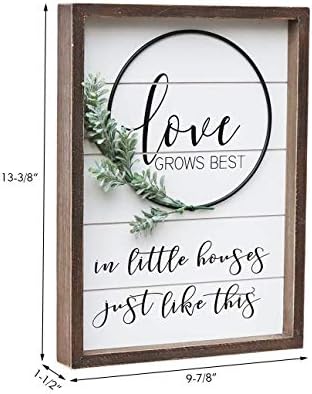 PARISloft Wood Wall Sign com citação de amor inspirador - o amor cresce melhor em Little House assim | Placa