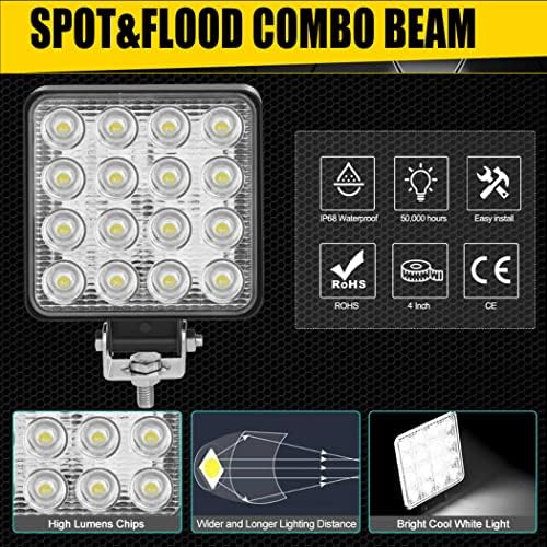 MUVKQC 48W Luzes de trabalho LED para caminhão, 10pcs de 4,5 polegadas POD POD Light Spot & Flood Light Off-road