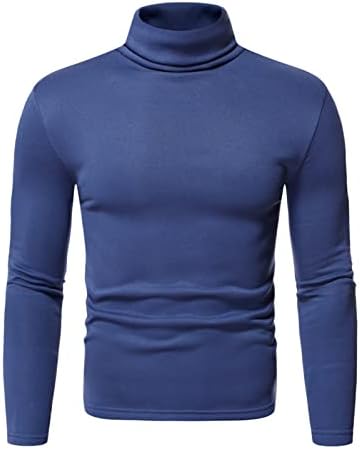 Men Slim Fit Fit Pullover leve superior de manga comprida Turtleneck de camiseta de coloração sólida