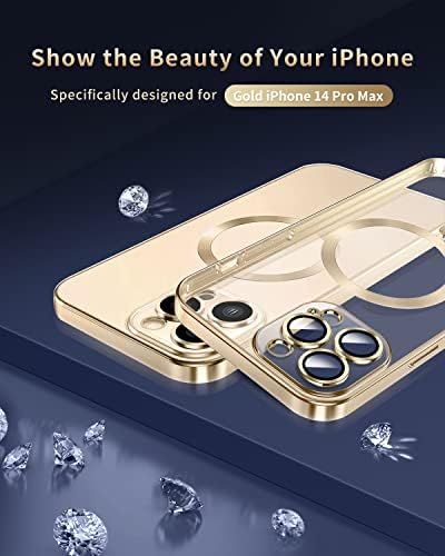 Aicisingn Magnetic Clear Caso para iPhone 14 Pro Max com lente de câmera completa protetor de tpu de grau