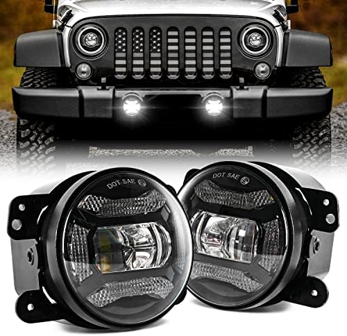 LX-LIGHT Compatível com Jeep Wrangler 97-2017 JK JKU TJ LJ, BLACK 7 '' LEDS LEDS + 4 ''