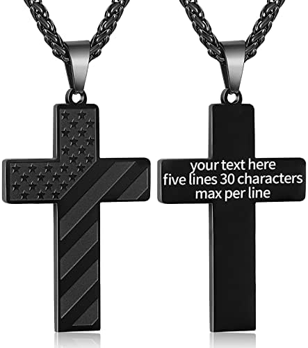 Duodiner 24 polegadas aço inoxidável American Bandle Cross Colar Colar Bíblia Cadeia pendente para