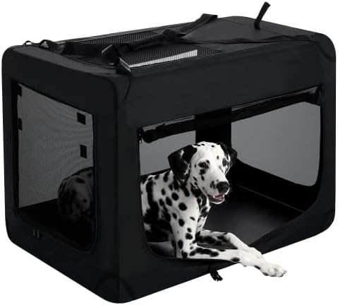 PettyCare 36 polegadas de 3 portas de cães dobráveis ​​para cães grandes, caixa portátil de viagem para cães