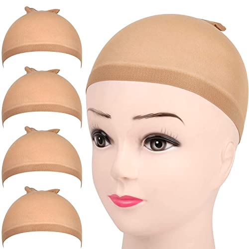 Jinn República 2 Peças Capas de meias marrons claros Caps de peruca de nylon elástico