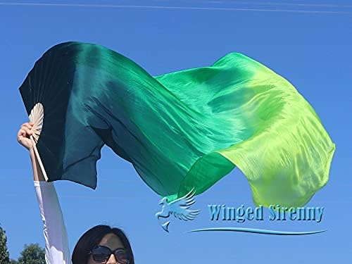 Sirenny Sirenny Sirenny 59 Adoração Louvor Belly Dance Silk Fan Véil Flâmica de bandeira ajustável
