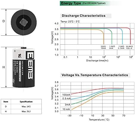 EEMB ER14250 1/2AA 3,6V Bateria de lítio li-socl₂ Bateria não recarregável XL-050F SB-AA02 LS14250 TL-5902 TL-2150