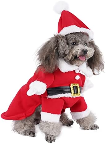 Traje de pavio de Natal do cão Mogoko, roupas engraçadas de cosplay de animais de estimação com uma tampa,