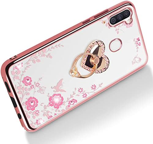 Samsung Galaxy A11 Case Glitter Crystal Butterfly Heart Floral Series -Slim TPU Luxury Bling Cute