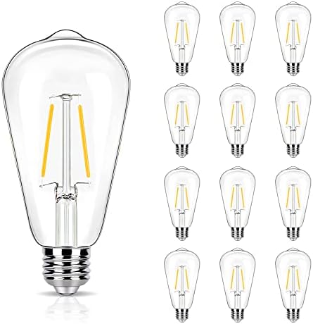 Winsaled 12 pacote de 2W lâmpadas Edison LED, equiv. 25 watts 250lm, 2700k Branco macio com base padrão E26,