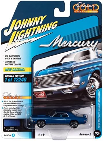 1969 Mercury Cougar Eliminator Bright Blue Met W/White Stripes Ltd Ed para 12240 PCs 1/64 Modelo Diecast Car por