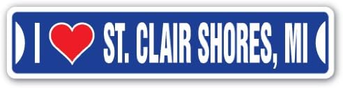 Eu amo St. Clair Shores, Michigan Street Sign Mi City State US Wall Road Décora Presente