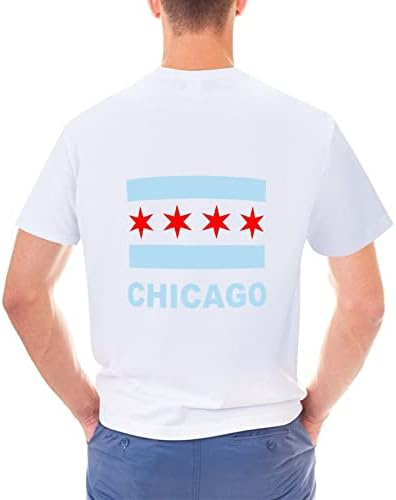 Camiseta masculina de bandeira do estado de Chicago Camiseta de algodão de manga curta Classic Crewneck Tops
