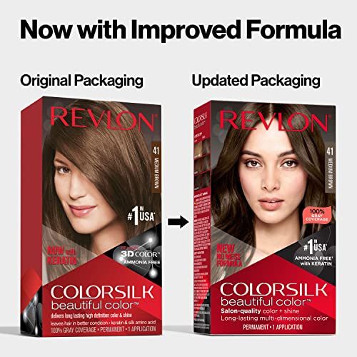 Cor de cabelo permanente por Revlon, tintura de cabelo permanente, Colorsilk com cobertura cinza, livre
