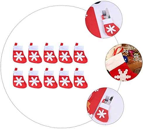 Portão de talheres de Yardwe Kids Stoques de Christmas Bags Bags: Mesa de Natal Pocket Pocket 10pcs Meias vermelhas