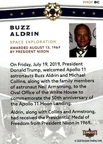 2020 Decisão de folhas Medalha Presidencial da Liberdade #PMOF-BC1 Edwin Buzz Aldrin SP Cartão de negociação de impressão curta