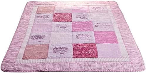 Presente de batismo para menina, colcha de algodão macio rosa bordado com 9 versos da Bíblia para chá de bebê,