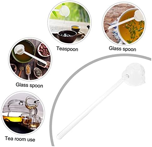 Luxshiny Glass Spoon Chocolate Coffee Muddler para coquetéis Conjunto de chá xícaras de chá de vidro Serviante de concha