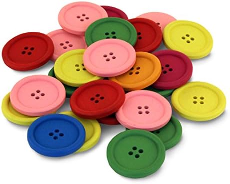 Botões de madeira brilhantes hygloss cores variadas, 10 contagem, 40 mm, grande
