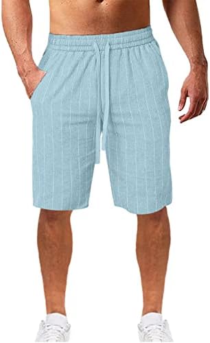 Shorts casuais para homens, shorts masculinos clássicos casuais encaixam shorts de praia de verão soltos shorts listrados confortáveis ​​com bolsos
