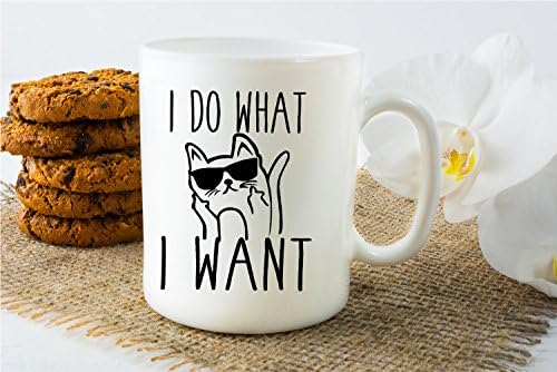 Eu faço o que eu quero - caneca de café cerâmica de 11 onças - Presentes de amantes de gatos para