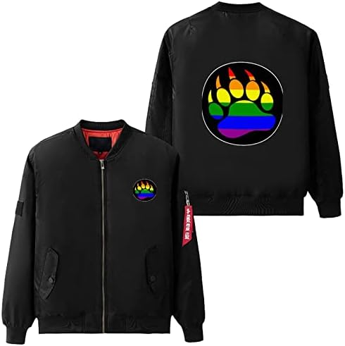 LGBT Gay Pride Rainbow Bear Paw Jaqueta de bombardeiro masculino de vôo de inverno casacos quentes engraçados
