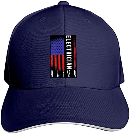 Eletricista com bandeira americana Banco de beisebol homem mulher Ajustável Mãe Hat Unisex Caps Sandwich Caps