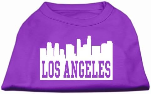 Los Angeles Skyline Scrprint Dog Camisa roxa xl