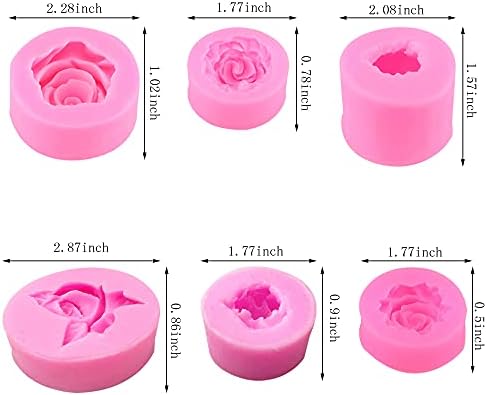 6 PCs 3D Flores de flor de rosa FOLDANT 3D FLOR SILICONE MOLD FLOR FLOR Bloom Forma de rosa Silicone